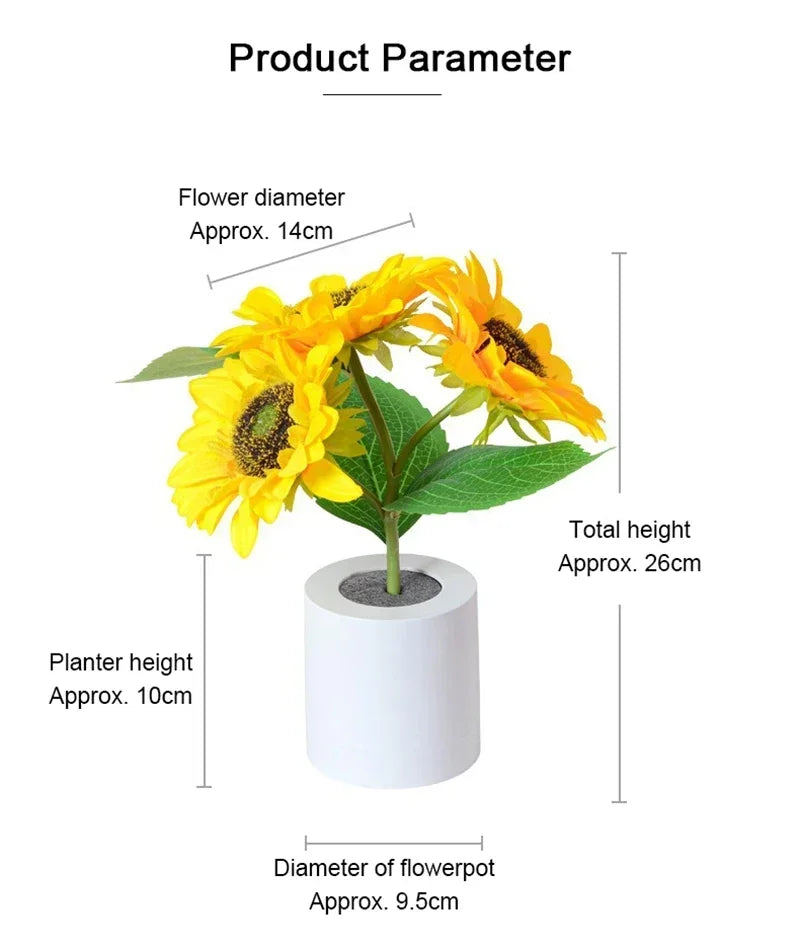 Sunflower Rechargeable LED Lamp for Bedroom & Desk